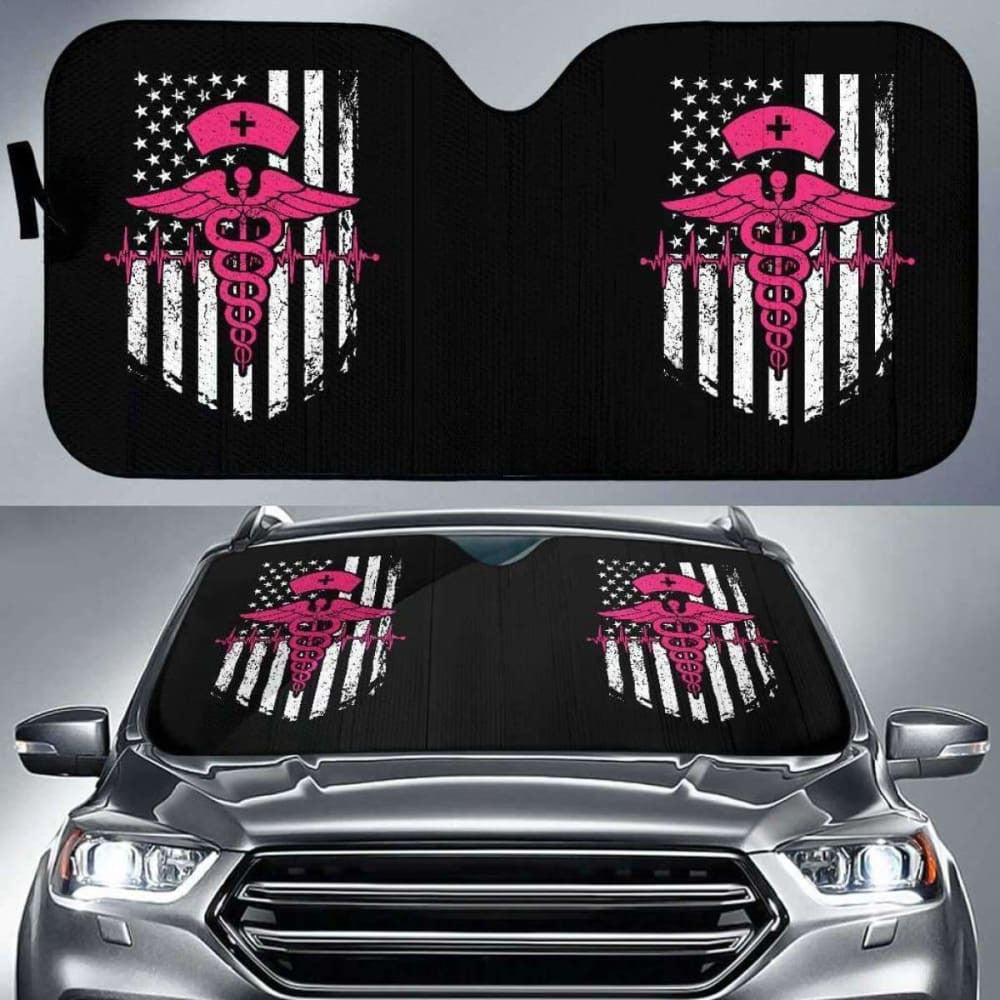 Nurse Flag Pink Symbol Auto Sun Car Shades