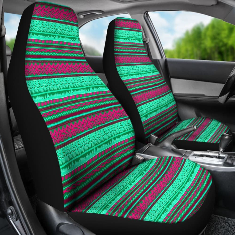 Green And Pink Aztec Car Seat Covers