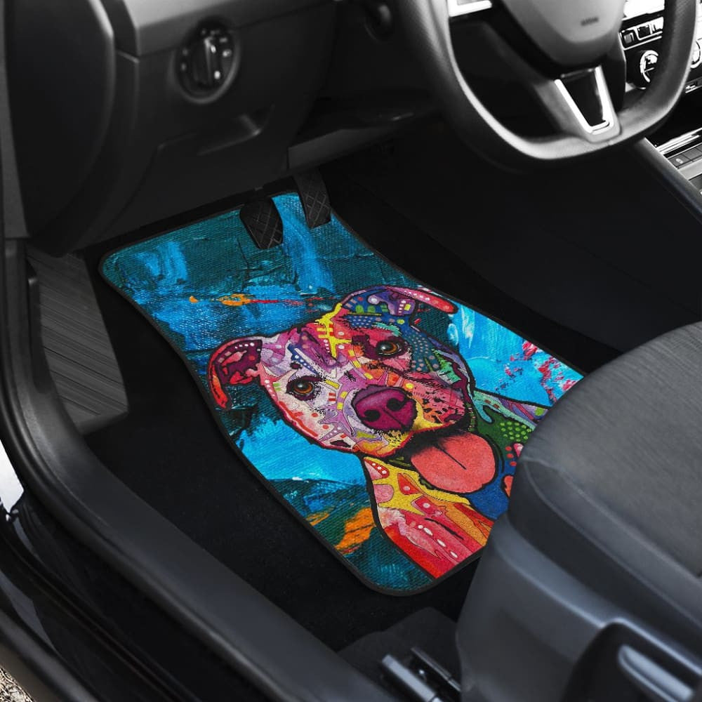 Colorful Pitbull Love a Bull Car Floor Mats