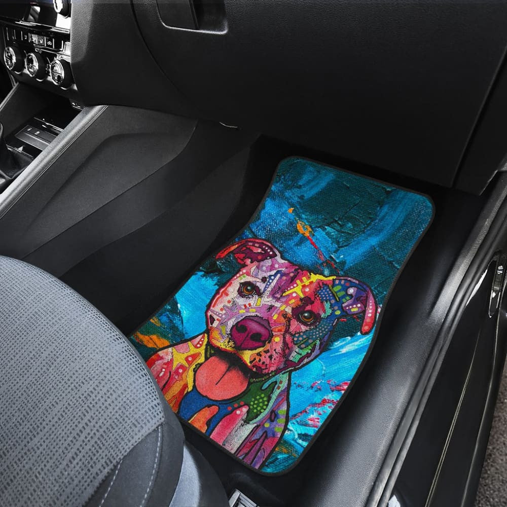 Colorful Pitbull Love a Bull Car Floor Mats