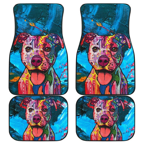 Colorful Pitbull Love a Bull Car Floor Mats
