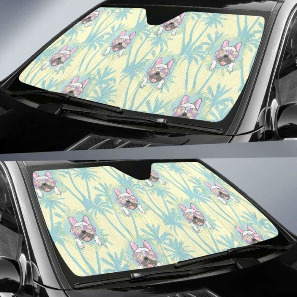 French Bulldog Hawaii Blackground Car Auto Sun Shades