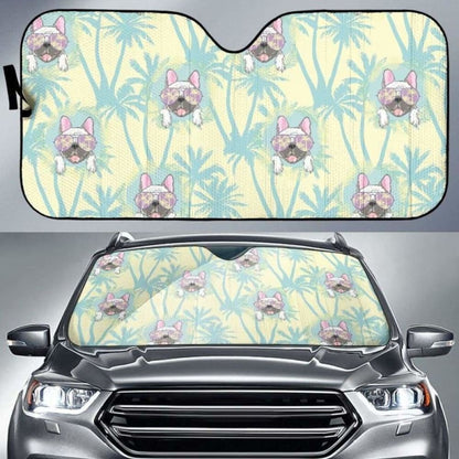 French Bulldog Hawaii Blackground Car Auto Sun Shades