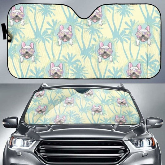 French Bulldog Hawaii Blackground Car Auto Sun Shades