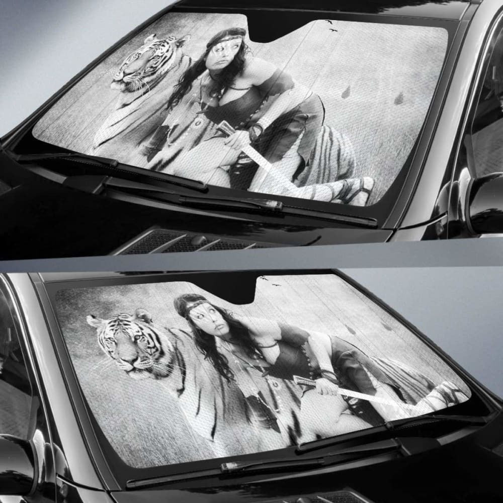 Car Sun Shade Tiger Native American Print