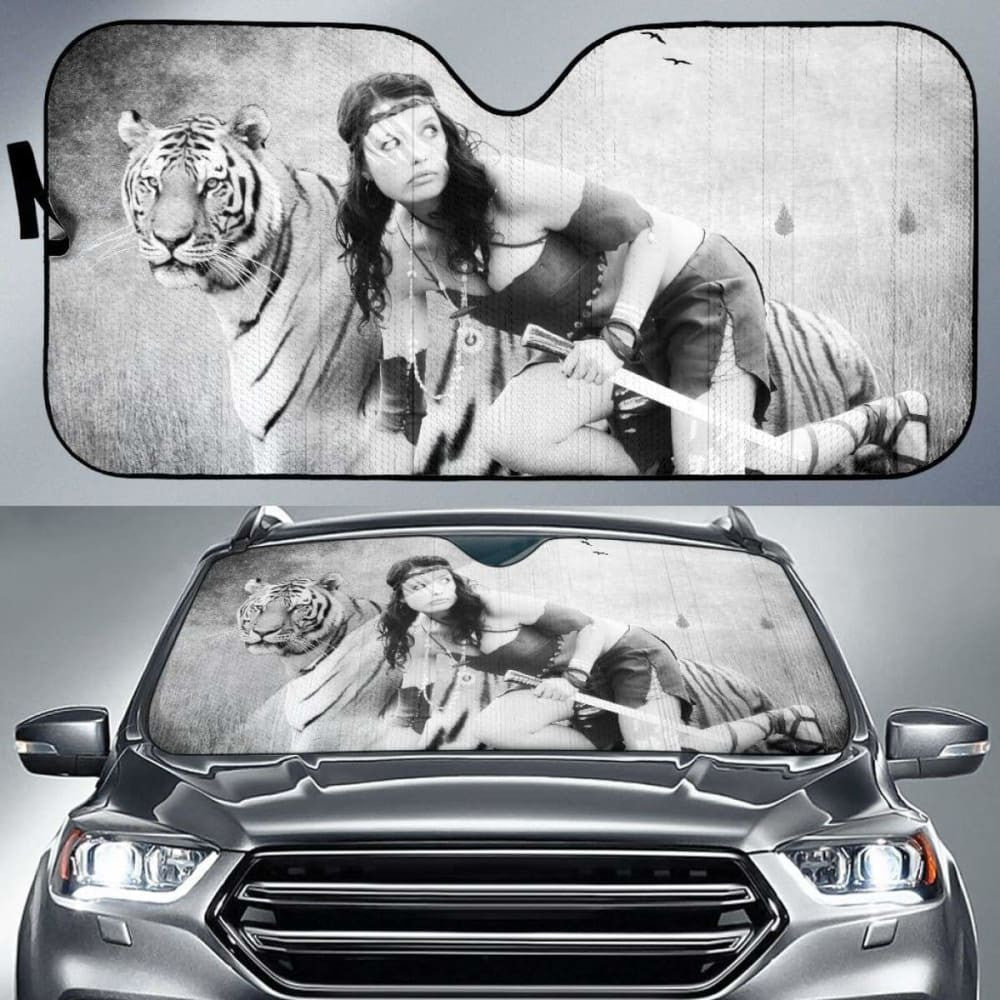 Car Sun Shade Tiger Native American Print