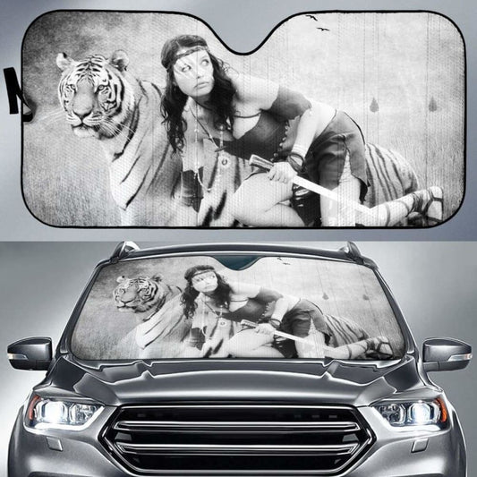 Car Sun Shade Tiger Native American Print