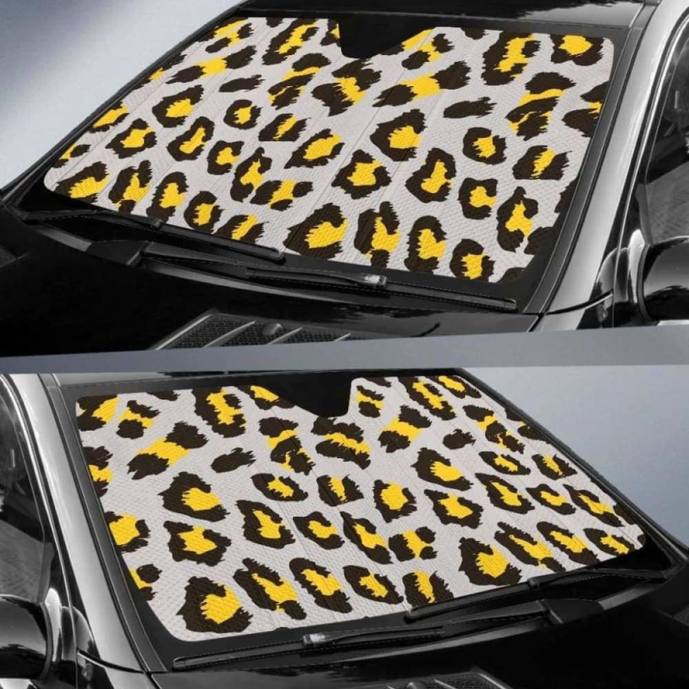 Gray Leopard Print Pattern Car Auto Sun Shades