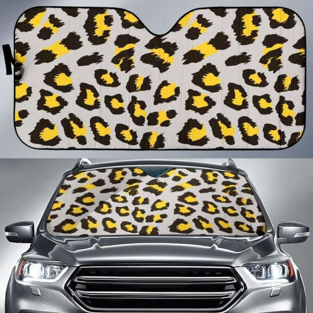 Gray Leopard Print Pattern Car Auto Sun Shades