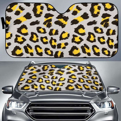Gray Leopard Print Pattern Car Auto Sun Shades