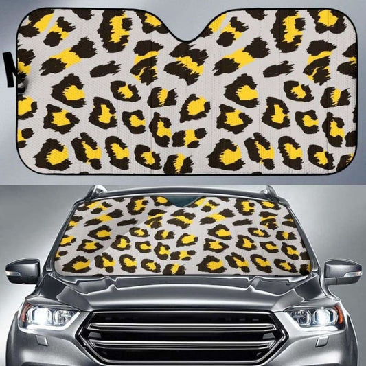 Gray Leopard Print Pattern Car Auto Sun Shades