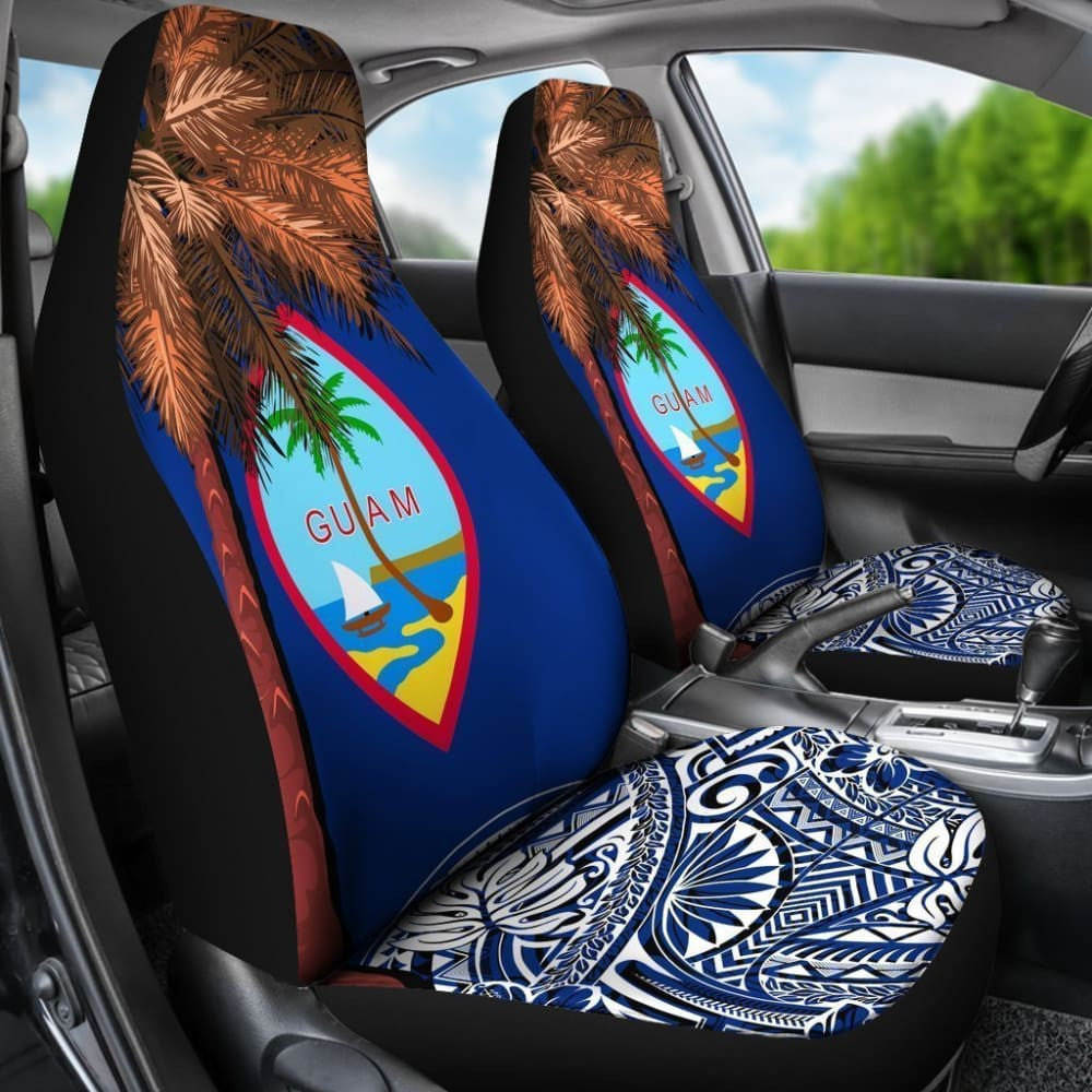 Guam Car Seat Covers Guahan Palm Tree Polynesian Pattern