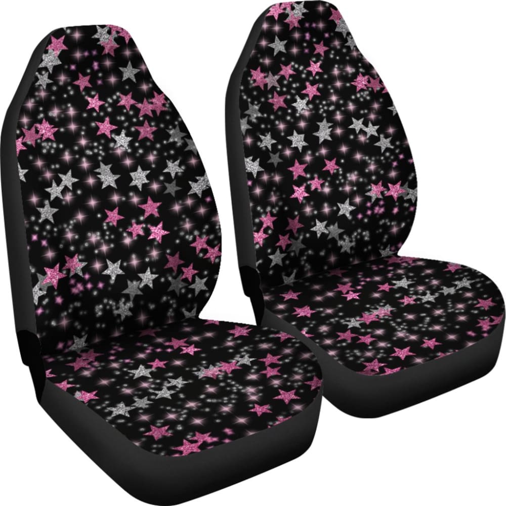 Black Sky Pink Stars Car Seat Covers