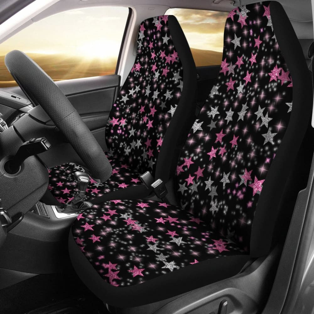 Black Sky Pink Stars Car Seat Covers