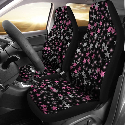 Black Sky Pink Stars Car Seat Covers