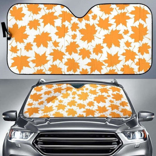 Orange Maple Leaf Pattern Car Auto Sun Shades