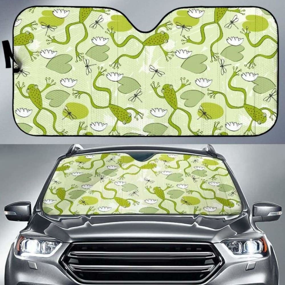 Cute Frog Dragonfly Pattern Car Auto Sun Shades