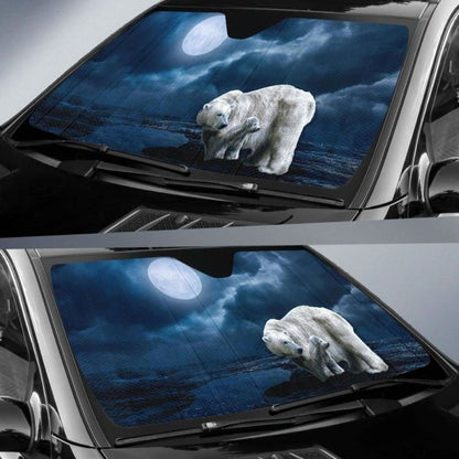 Polar Bears Full Moon HdK Car Sun Shade