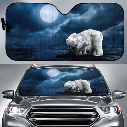 Polar Bears Full Moon HdK Car Sun Shade