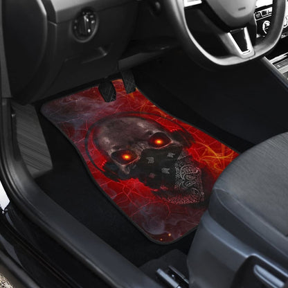 Amazing Red Fire Music Headphone Gothic Skull Car Floor Mats