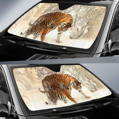 Tiger Cub Snow WinterK Car Sun Shade