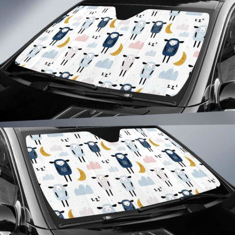 Cute Sleeping Sheep Moon Cloud Pattern Car Auto Sun Shades