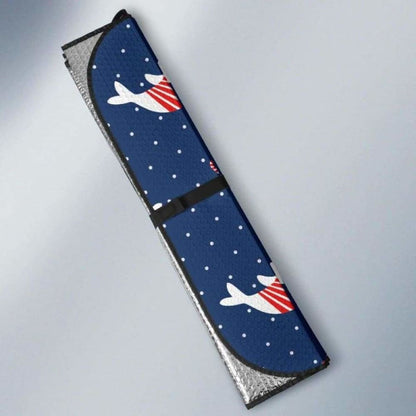 Cute Sea Lion Seal Christmas Hat Candy Cane Heart Pattern Car Auto Sun Shades