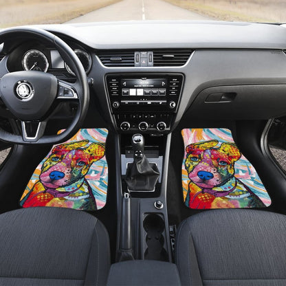Colorful Painting Pitbull Car Floor Mats