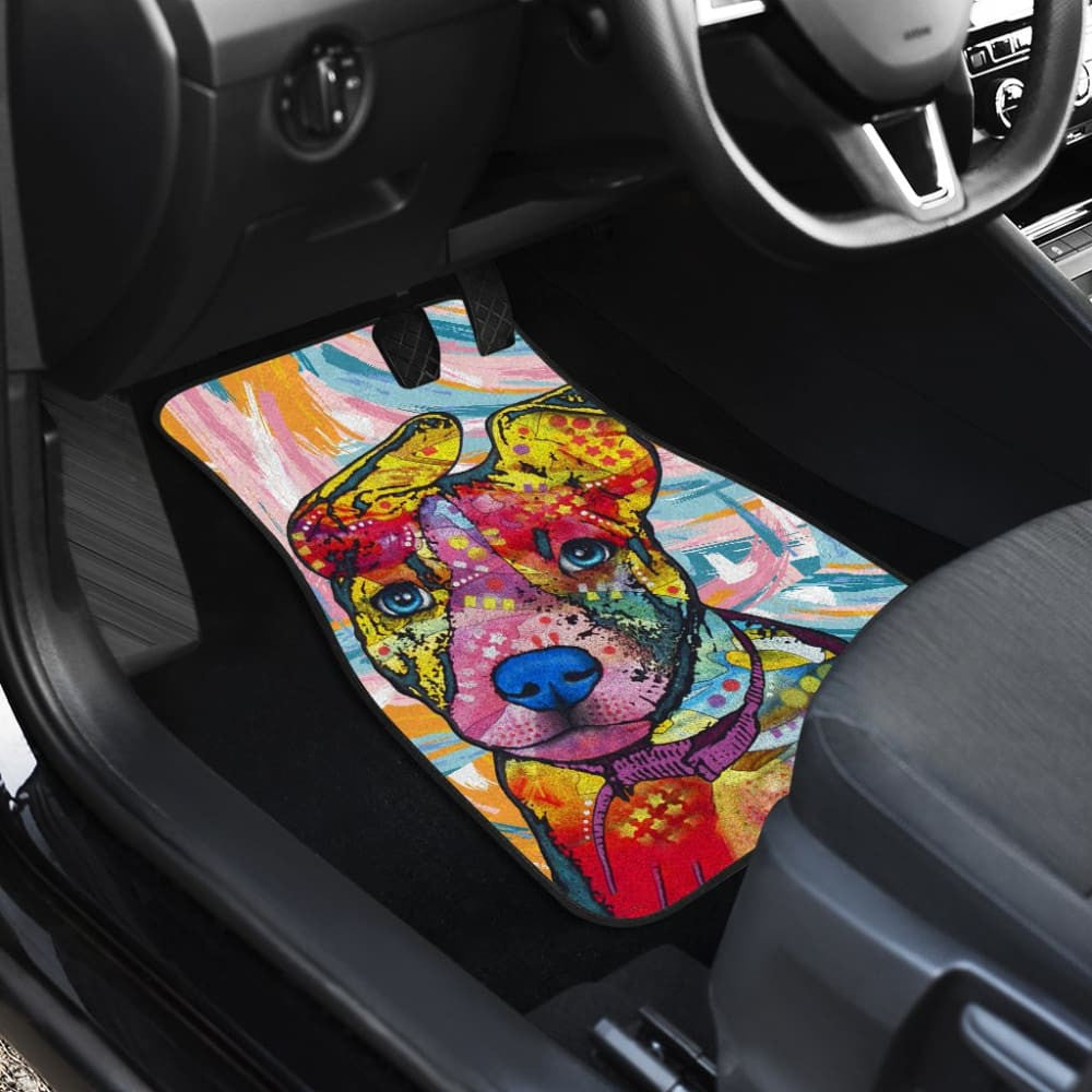 Colorful Painting Pitbull Car Floor Mats