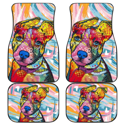 Colorful Painting Pitbull Car Floor Mats
