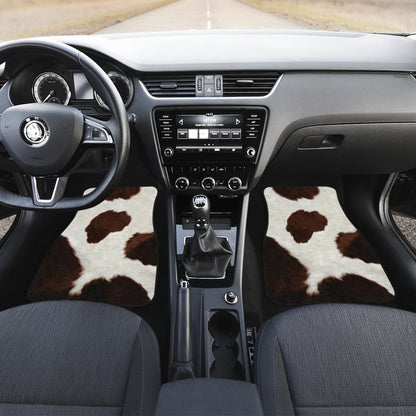 Brown Cowhide Printed Car Floor Mats