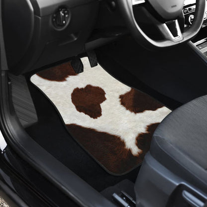 Brown Cowhide Printed Car Floor Mats