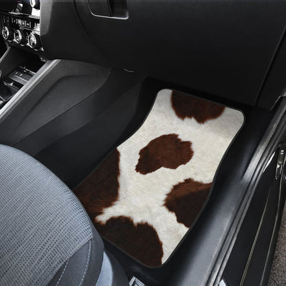 Brown Cowhide Printed Car Floor Mats