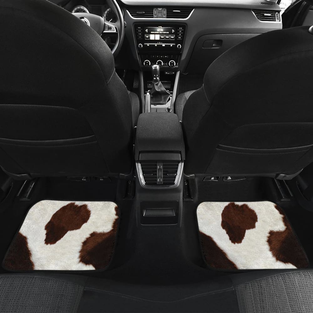 Brown Cowhide Printed Car Floor Mats
