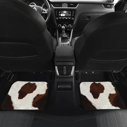 Brown Cowhide Printed Car Floor Mats