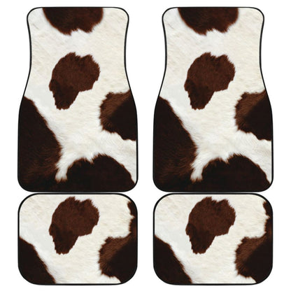 Brown Cowhide Printed Car Floor Mats