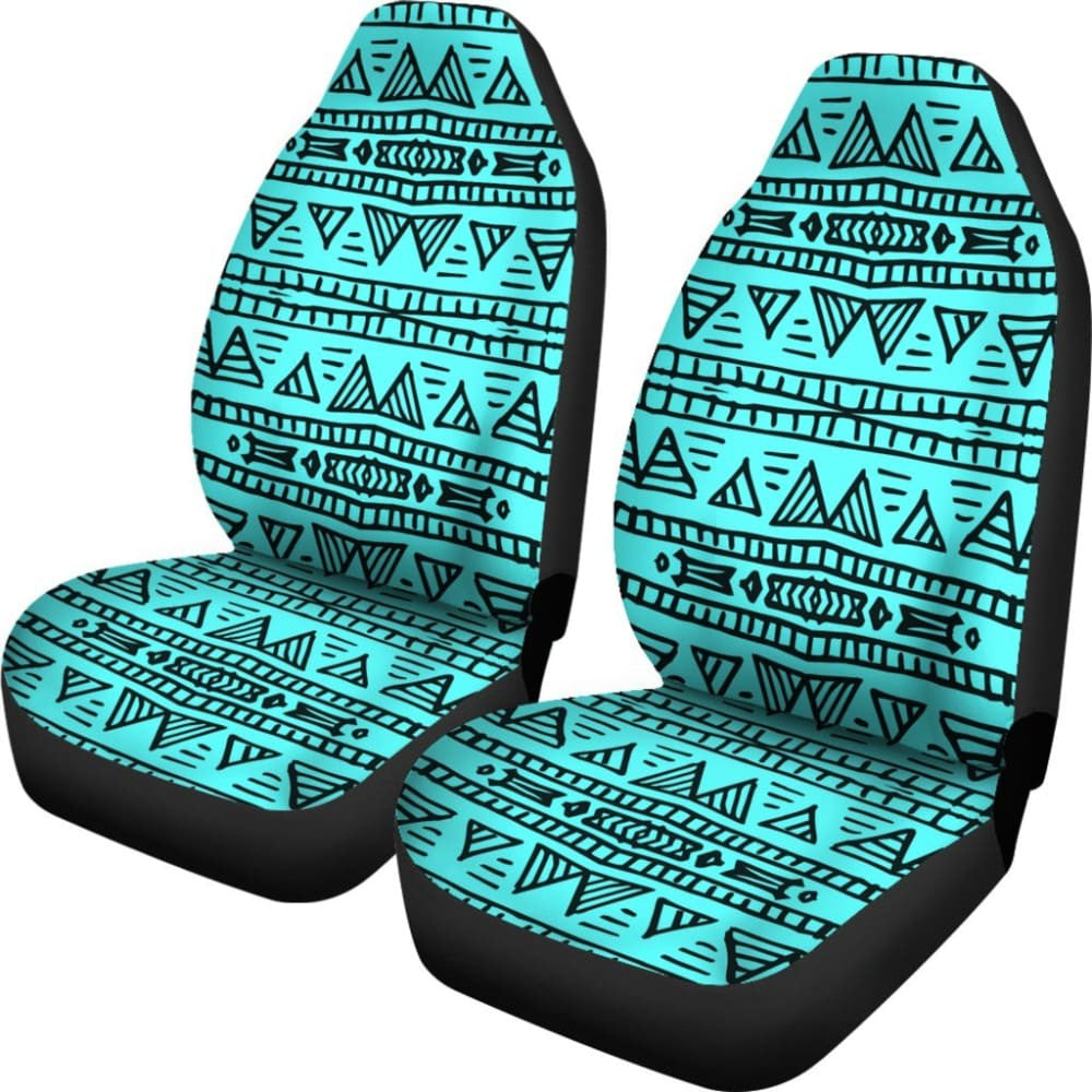 Aztec Teal Car Seat Covers Pair Design
