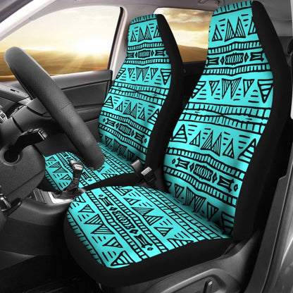 Aztec Teal Car Seat Covers Pair Design