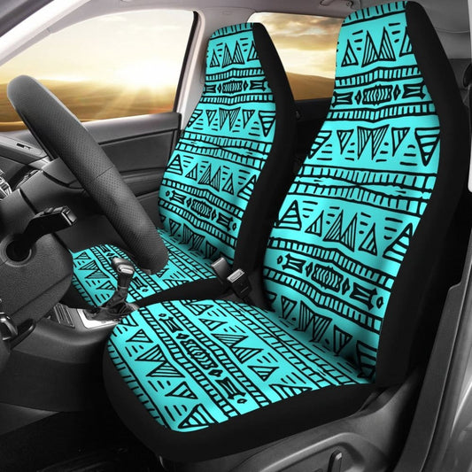 Aztec Teal Car Seat Covers Pair Design