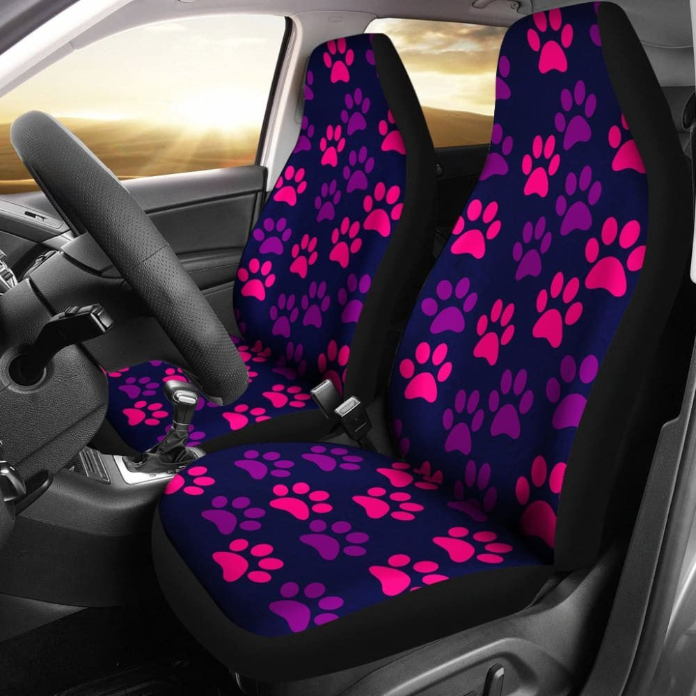Paw Print Car Seat Cover Purple/Pink -