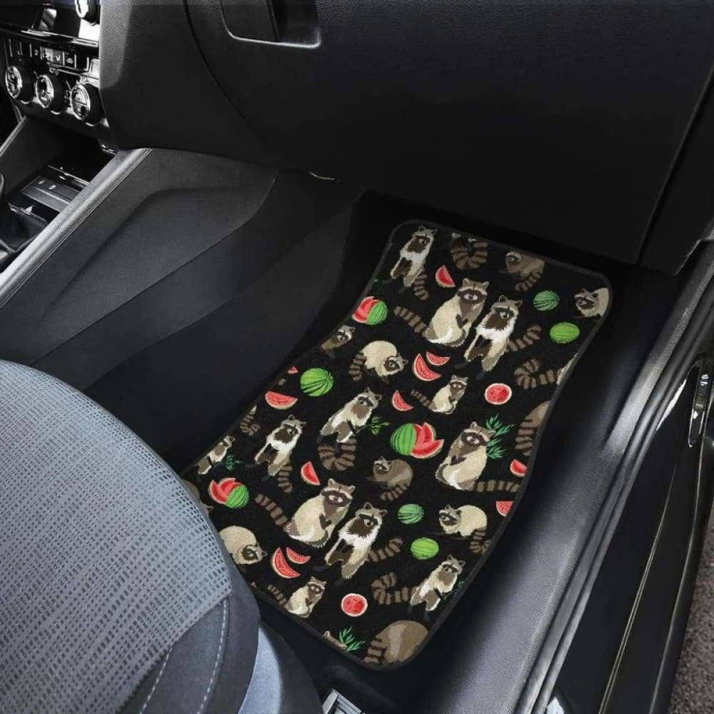 Raccoon Watermelon Pattern Front And Back Car Mats