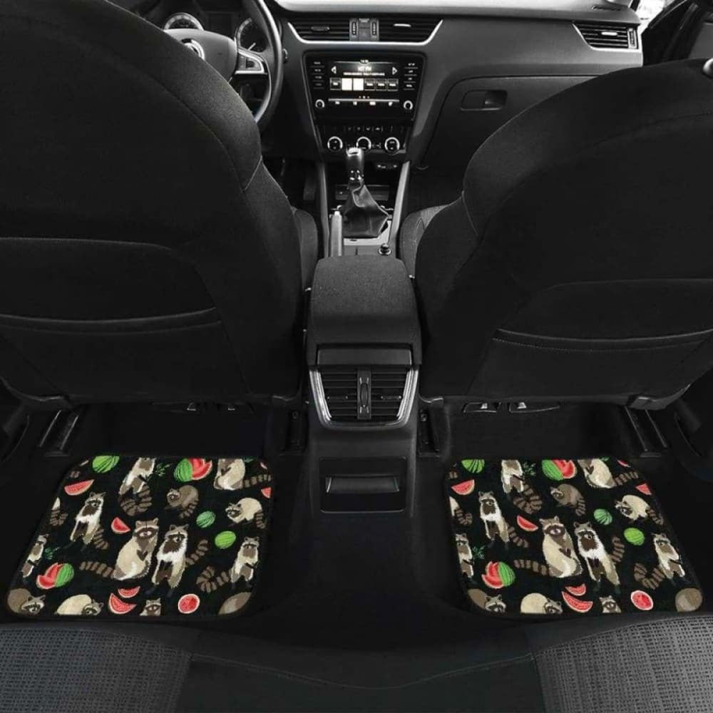 Raccoon Watermelon Pattern Front And Back Car Mats