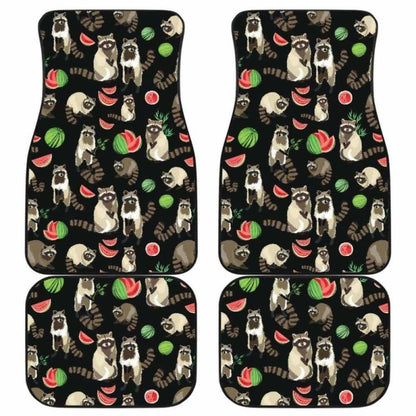 Raccoon Watermelon Pattern Front And Back Car Mats