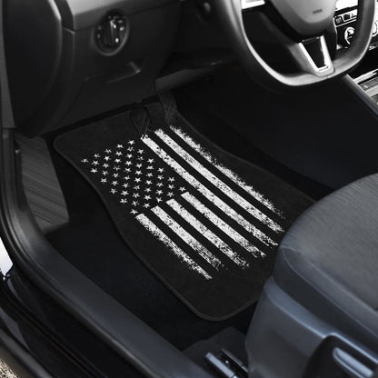 Black Grunge American Flag Patriotic Car Floor Mats