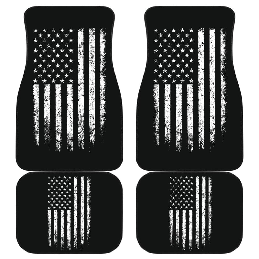 Black Grunge American Flag Patriotic Car Floor Mats