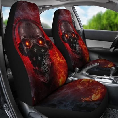 Amazing Red Fire Music Headphone Gothic Skull Car Seat Covers