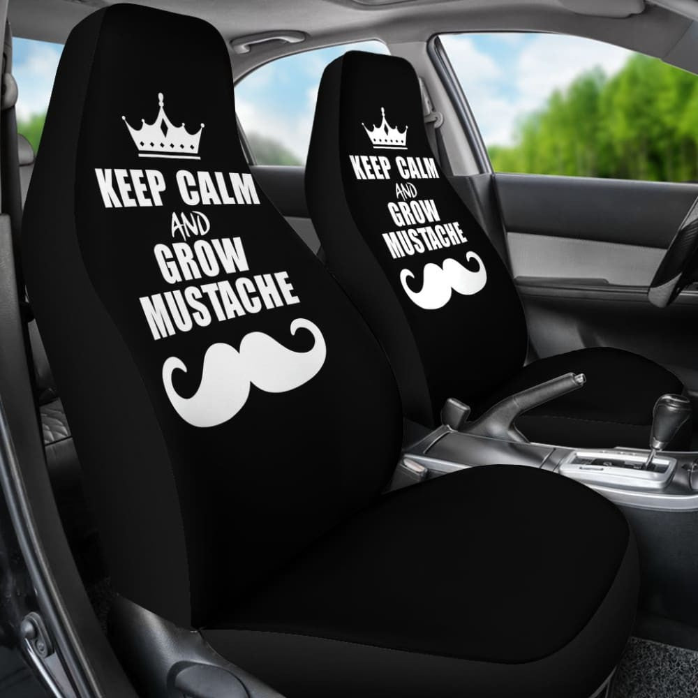 Keep Calm and Grow Mustache Car Seat Covers