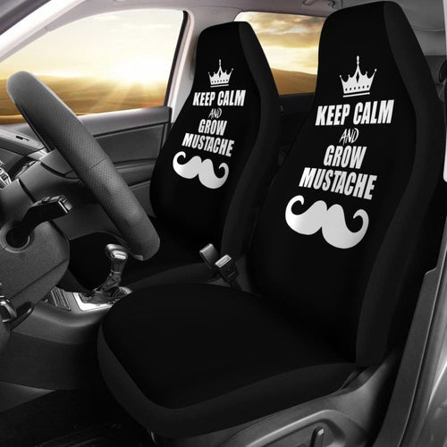 Keep Calm and Grow Mustache Car Seat Covers