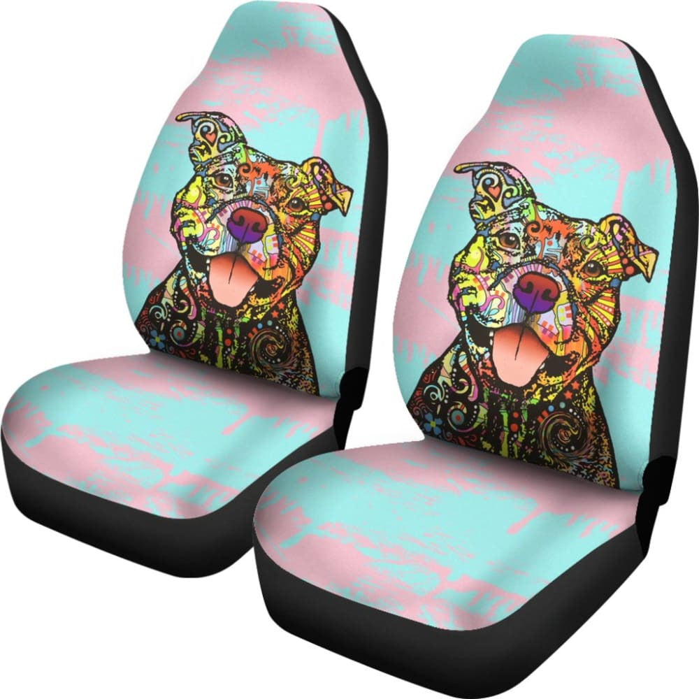 Colorful Pitbull Amazing Gift Ideas For Pitbull Lovers Car Seat Covers