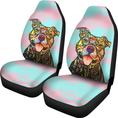 Colorful Pitbull Amazing Gift Ideas For Pitbull Lovers Car Seat Covers